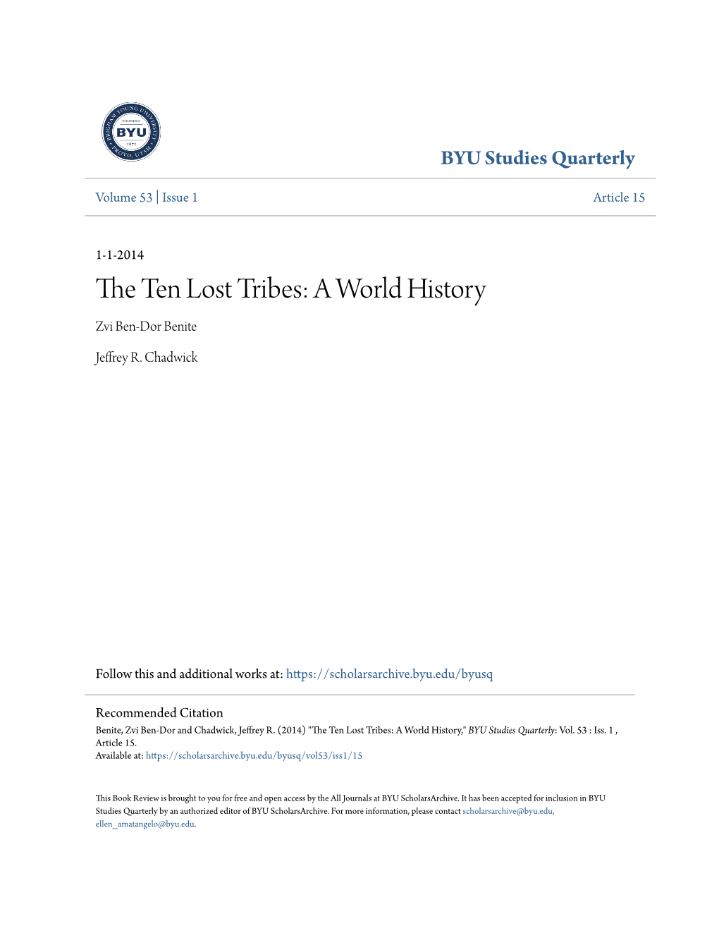 The Ten Lost Tribes: a World History