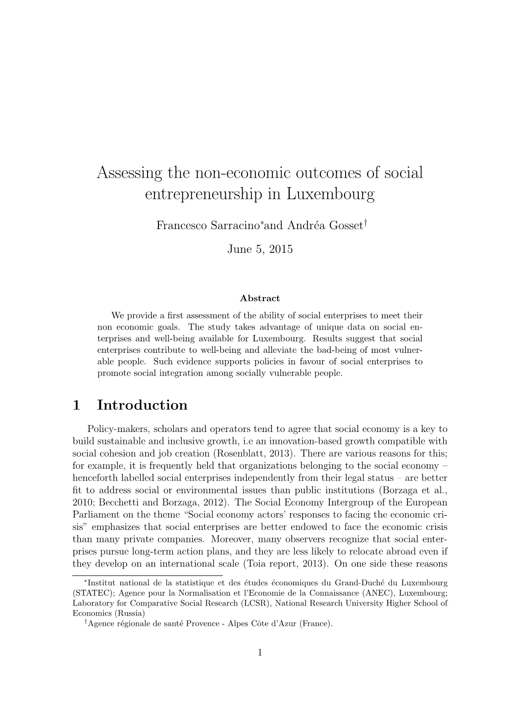 Assessing the Non-Economic Outcomes of Social Entrepreneurship in Luxembourg