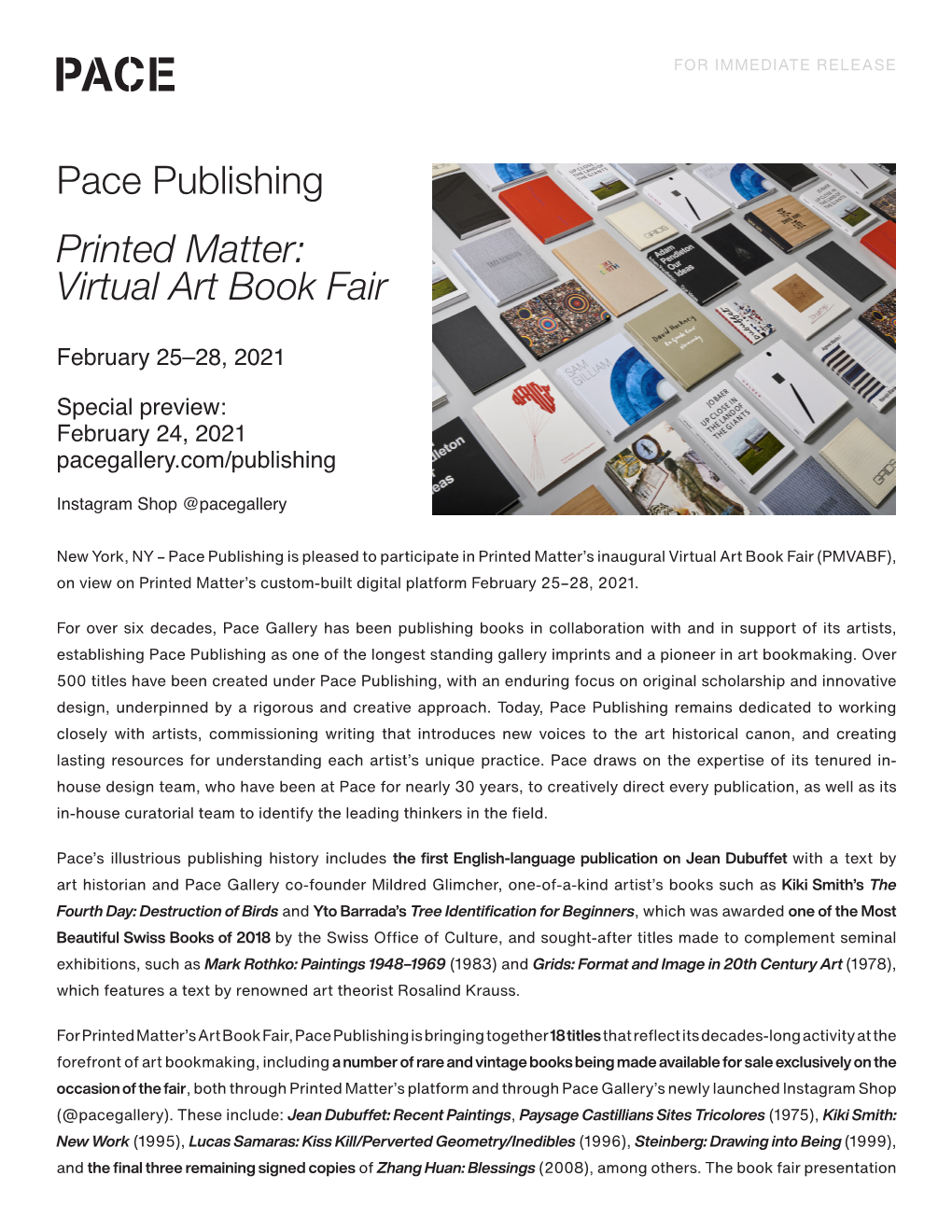 Pace Publishing Printed Matter: Virtual Art Book Fair