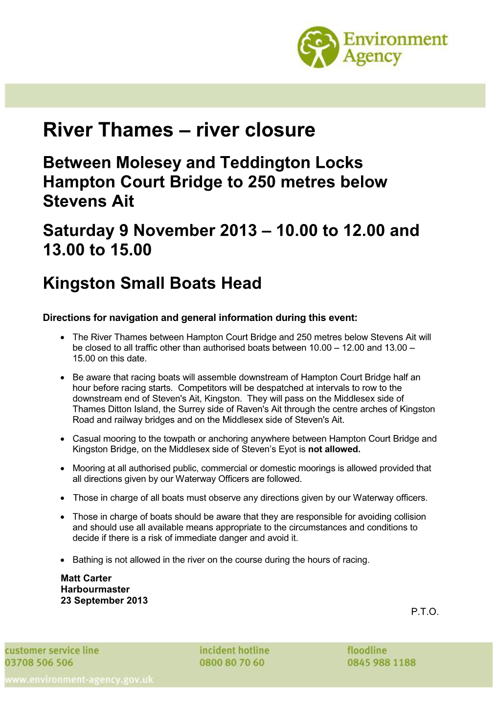 Lock Closure Notice