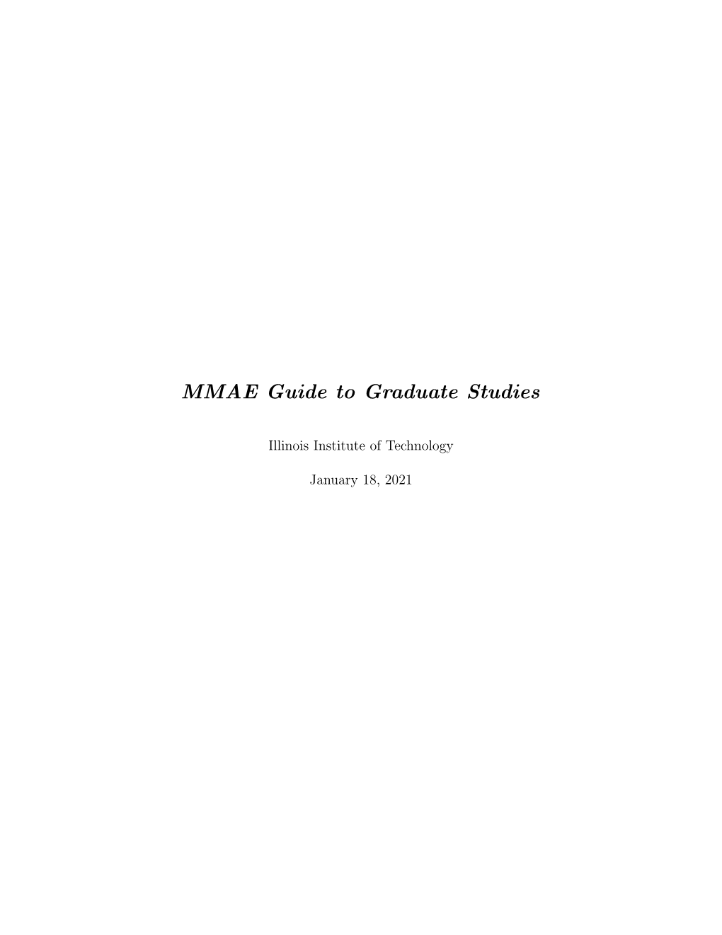 MMAE Guide to Graduate Studies