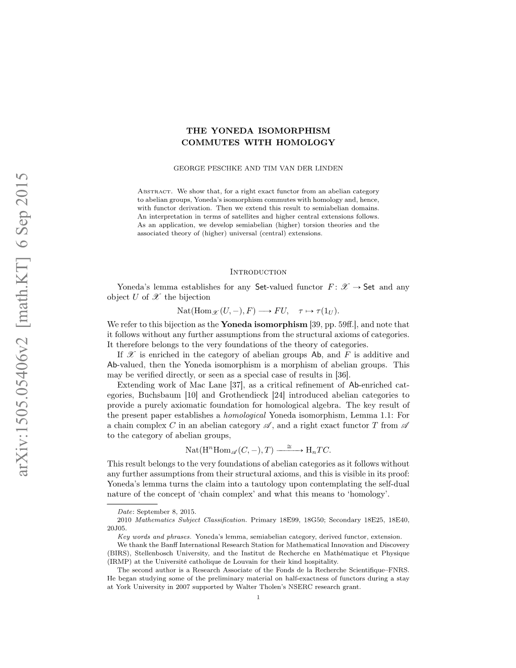 The Yoneda Isomorphism Commutes with Homology