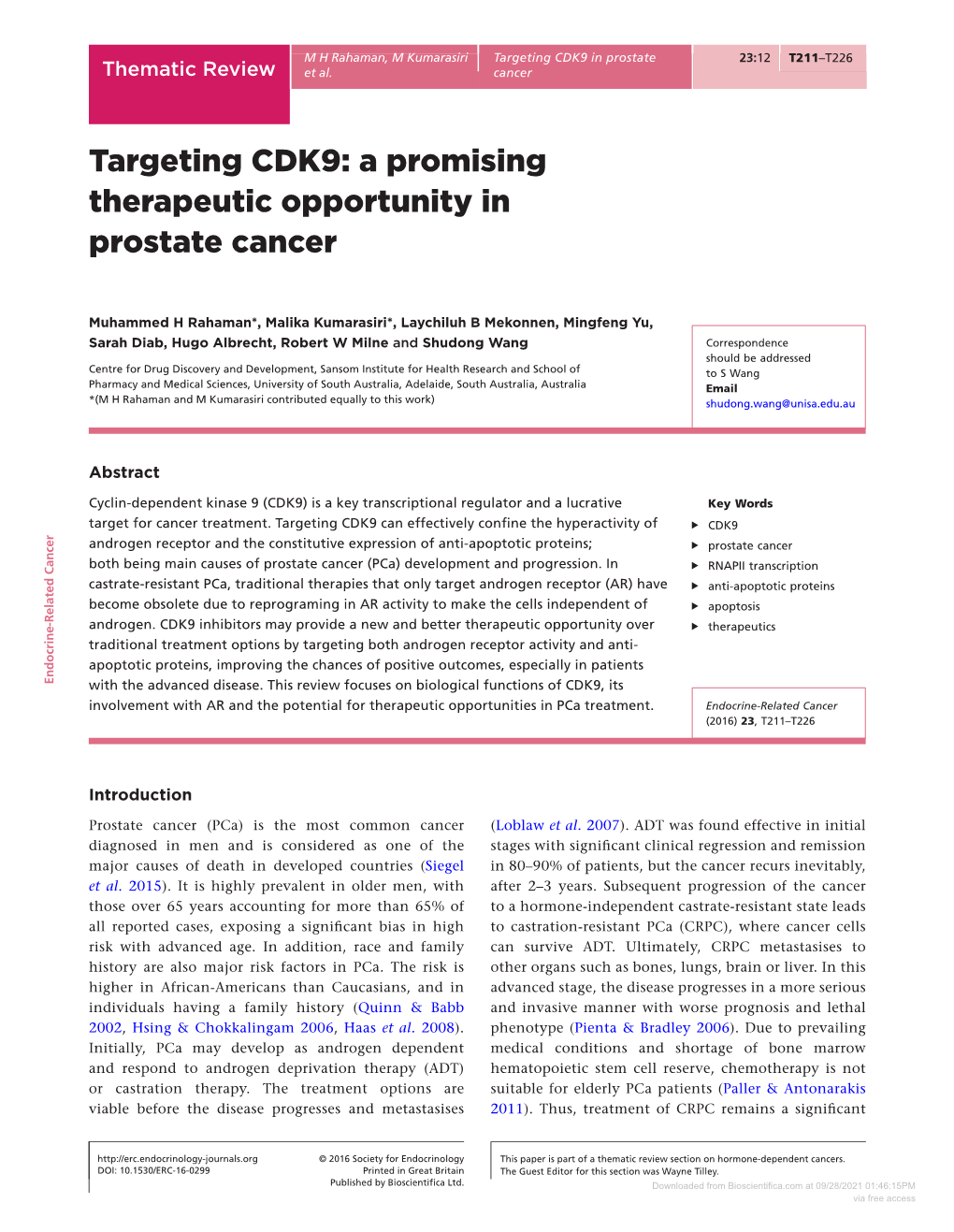 A Promising Therapeutic Opportunity in Prostate Cancer