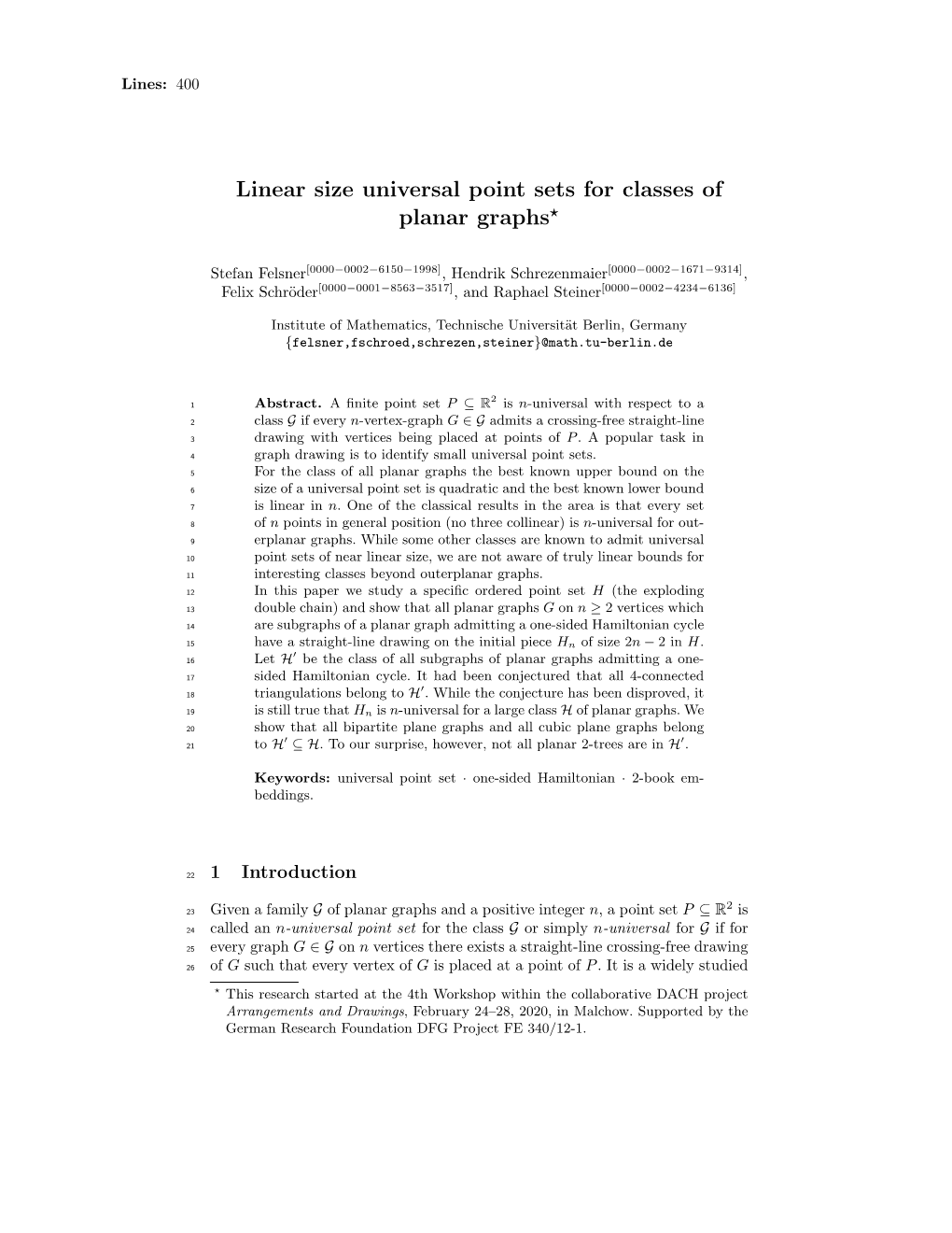 Linear Size Universal Point Sets for Classes of Planar Graphs⋆