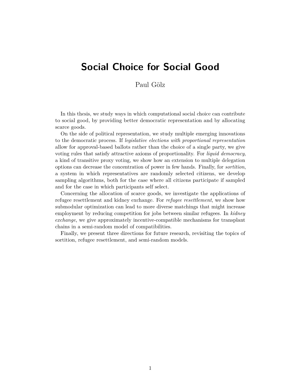 Social Choice for Social Good