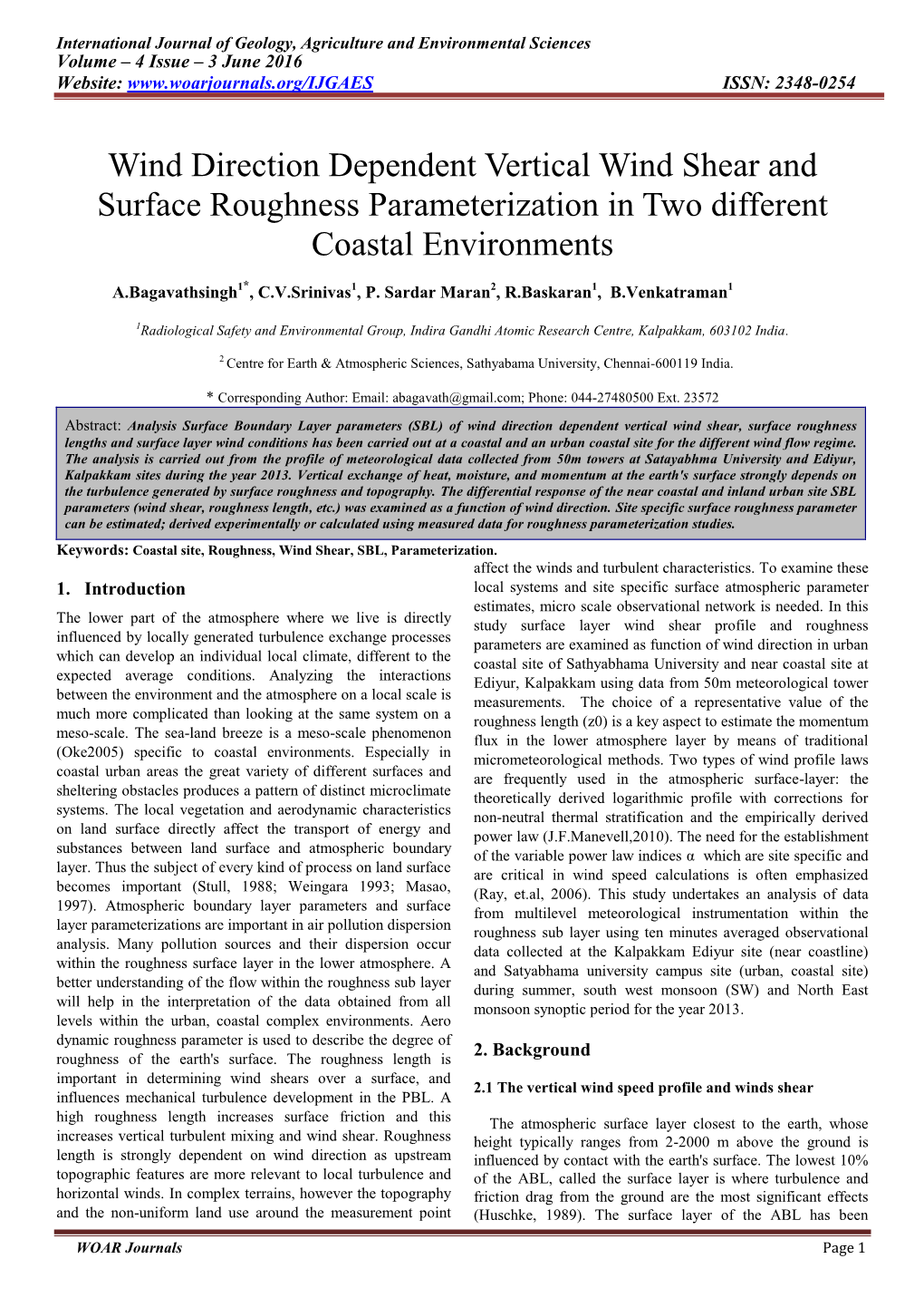 Wind Direction Dependent Vertical Wind Shear and Surface Roughness Parameterization in Two Different Coastal Environments