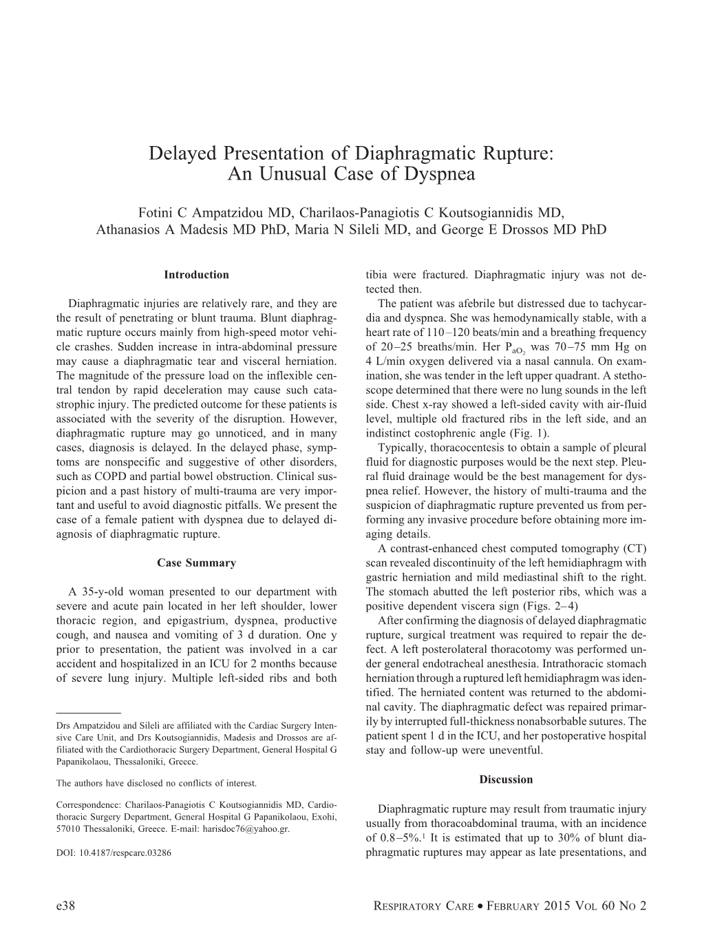 Delayed Presentation of Diaphragmatic Rupture: an Unusual Case of Dyspnea