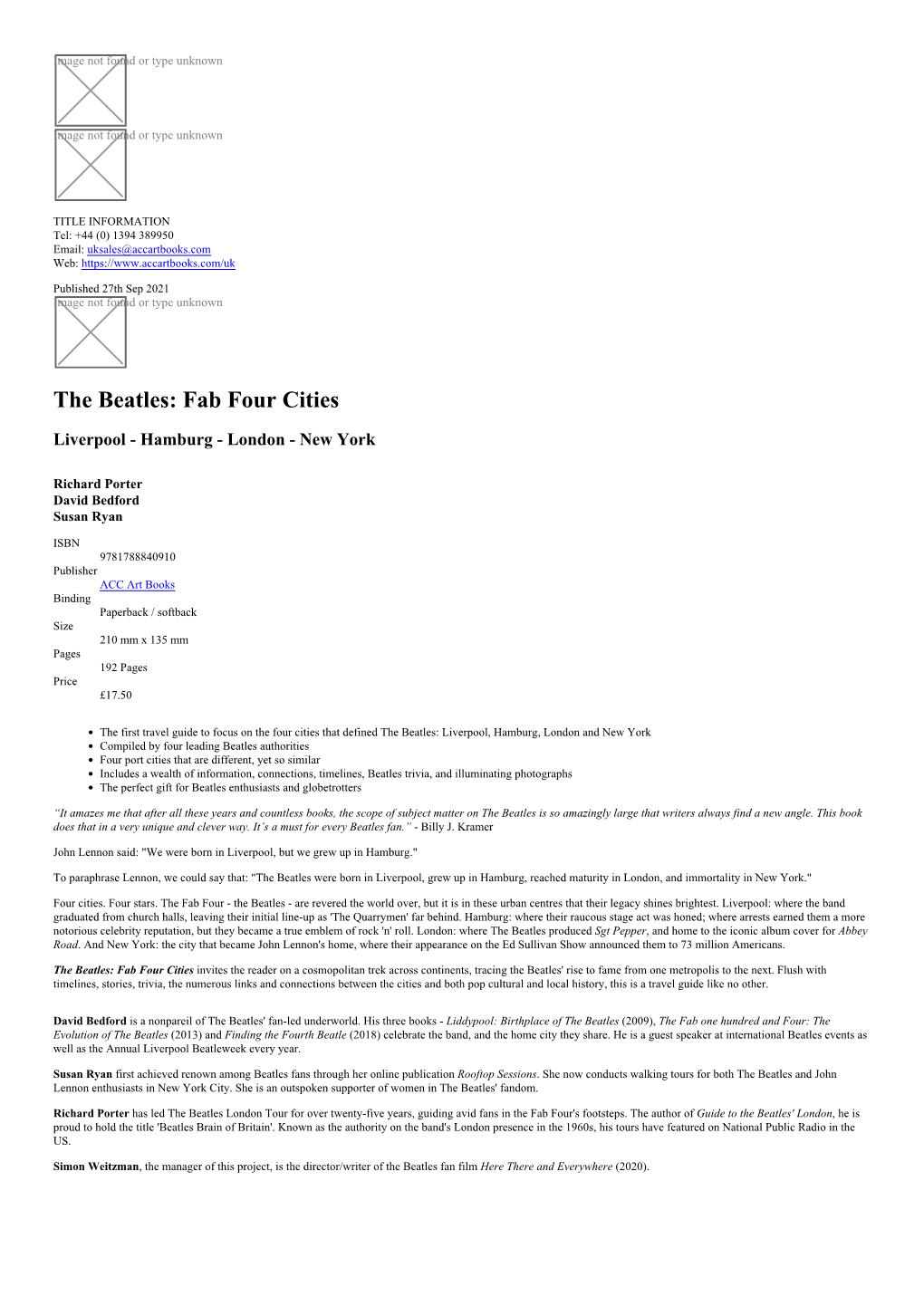 The Beatles: Fab Four Cities Datasheet