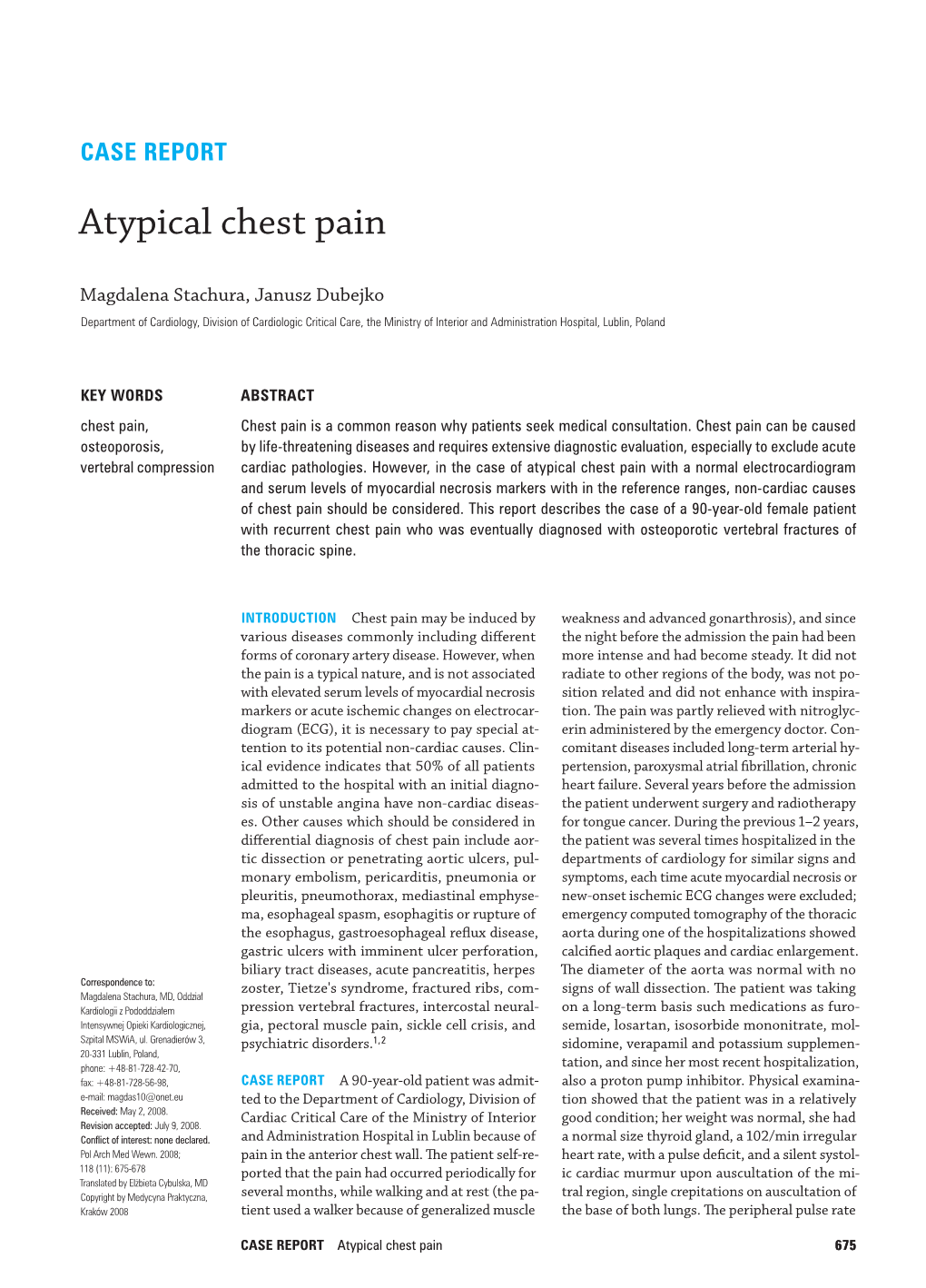 Atypical Chest Pain