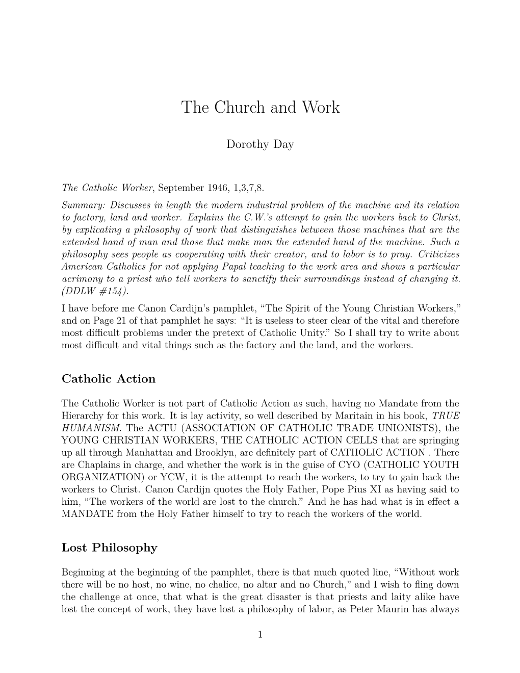 The Church and Work