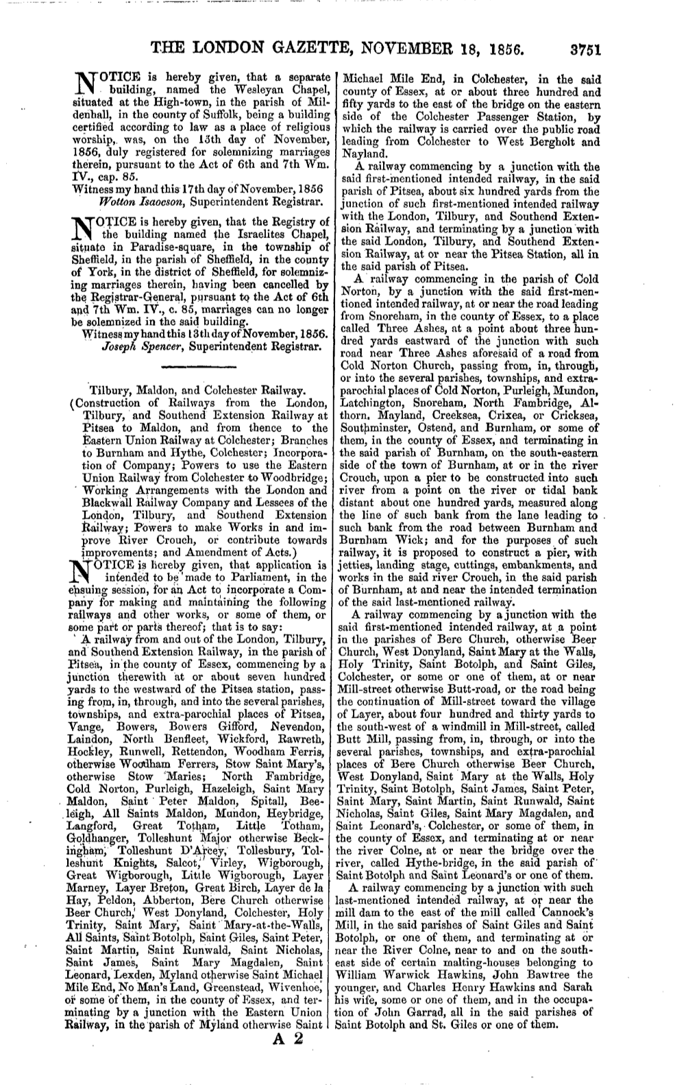 The London Gazette, November 18, 1856. 3751