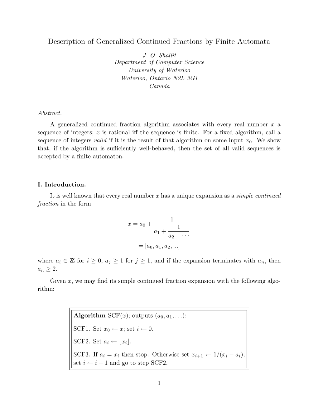 Description of Generalized Continued Fractions by Finite Automata