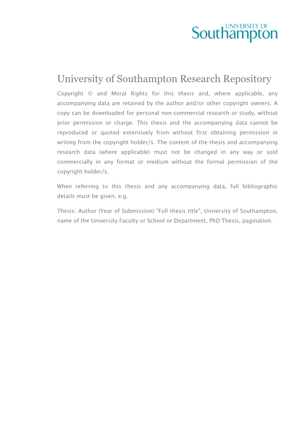 University of Southampton Research Repository