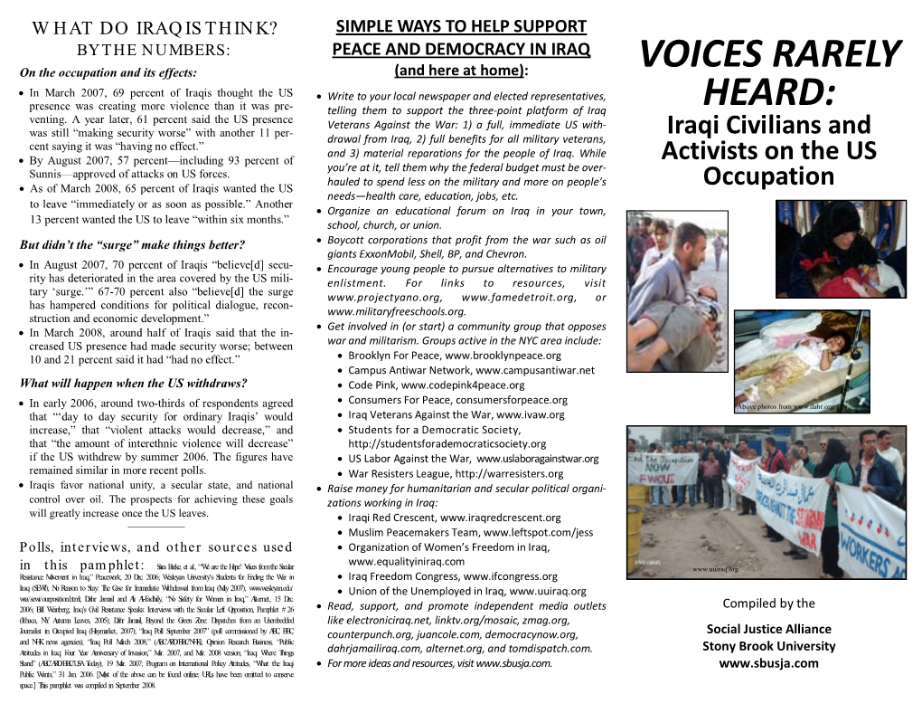 Iraqi Civilians and Activists on the US Occupation