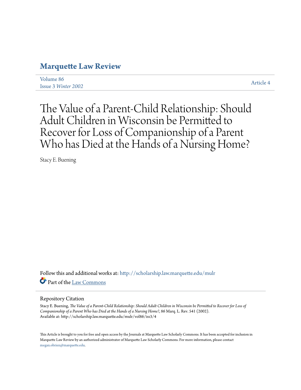 The Value of a Parent-Child Relationship: Should Adult Children