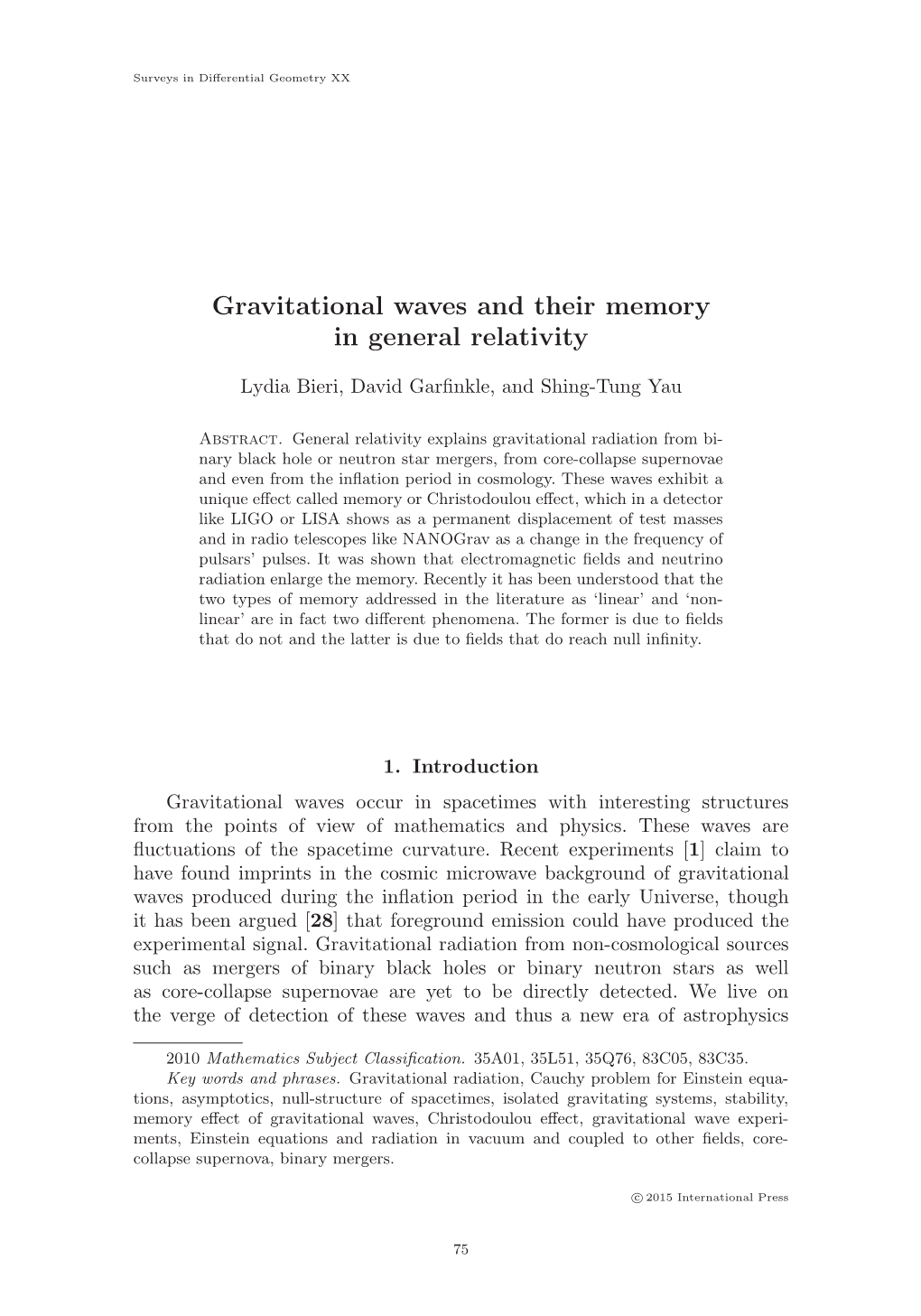 Gravitational Waves and Their Memory in General Relativity