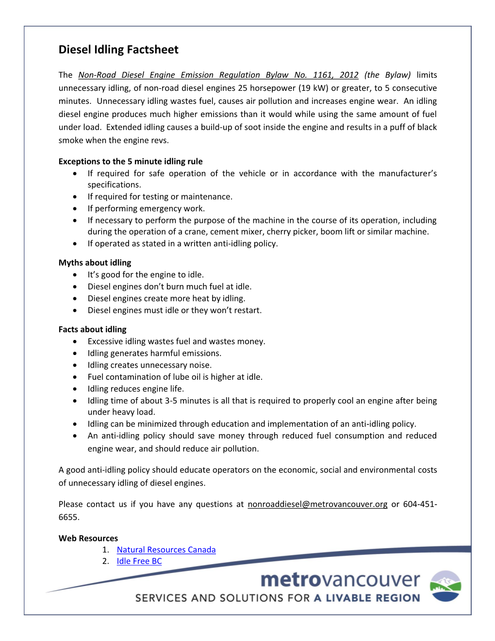 Diesel Idling Factsheet