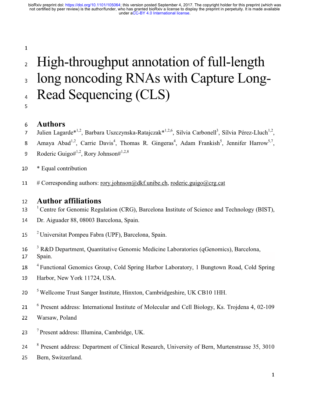 High-Throughput Annotation of Full-Length Long Noncoding