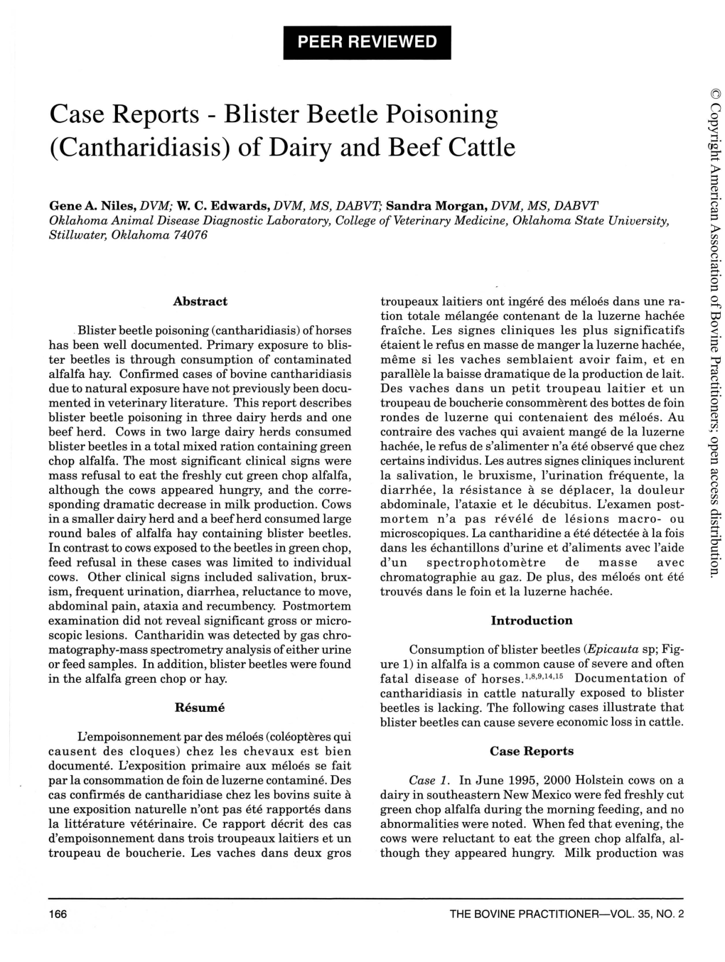 Case Reports - Blister Beetle Poisoning (Cantharidiasis) of Dairy and Beef Cattle