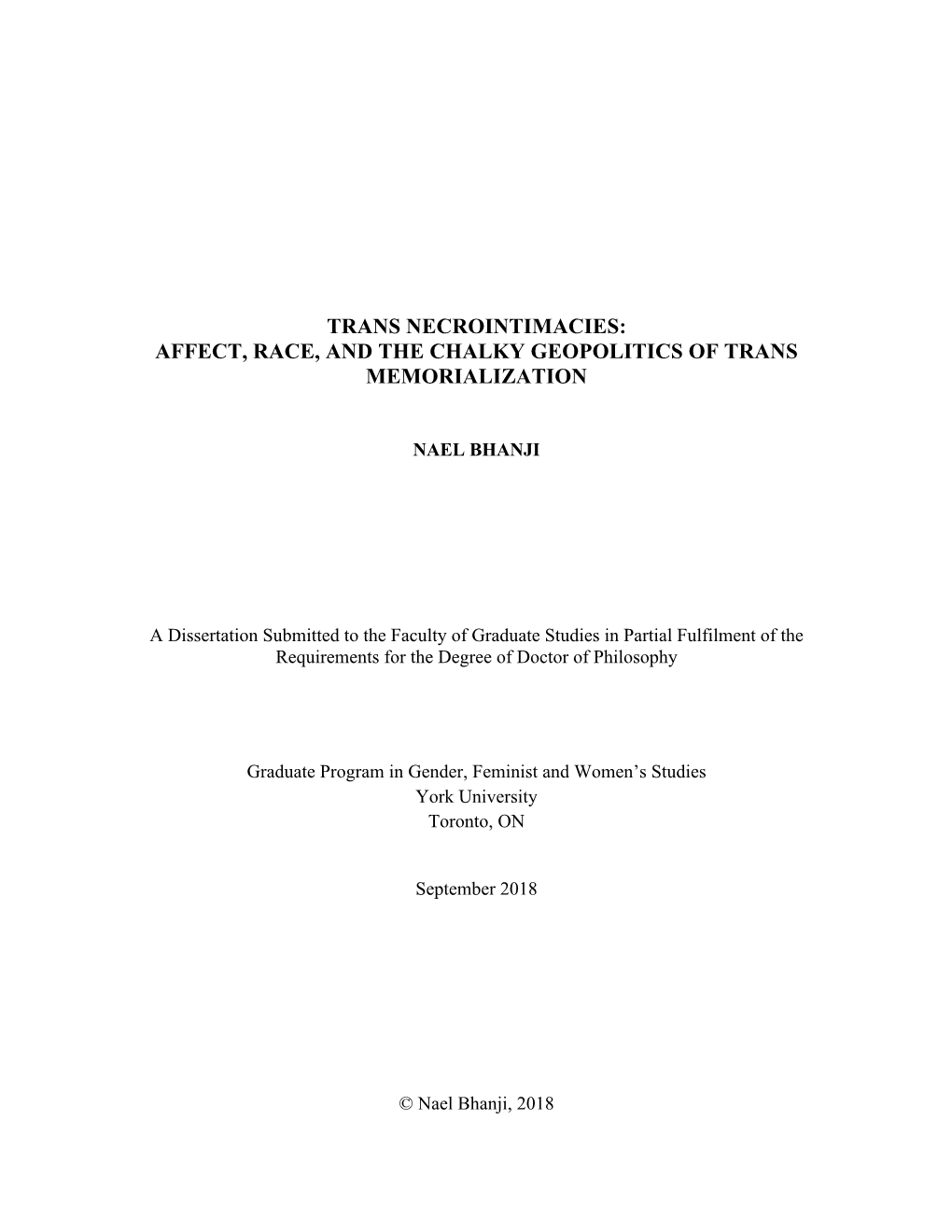 Trans Necrointimacies: Affect, Race, and the Chalky Geopolitics of Trans Memorialization