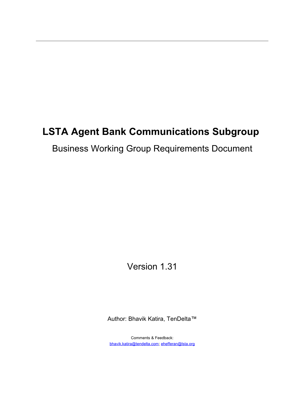 LSTA Agent Bank Communications Subgroup s1