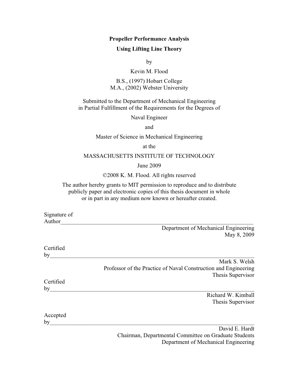 Propeller Performance Analysis Using Lifting Line Theory