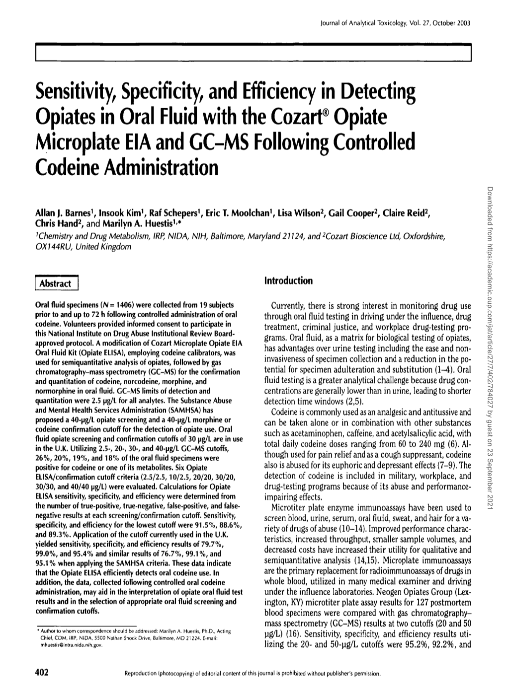 Opiate Microplate EIA and GC-MS Fo