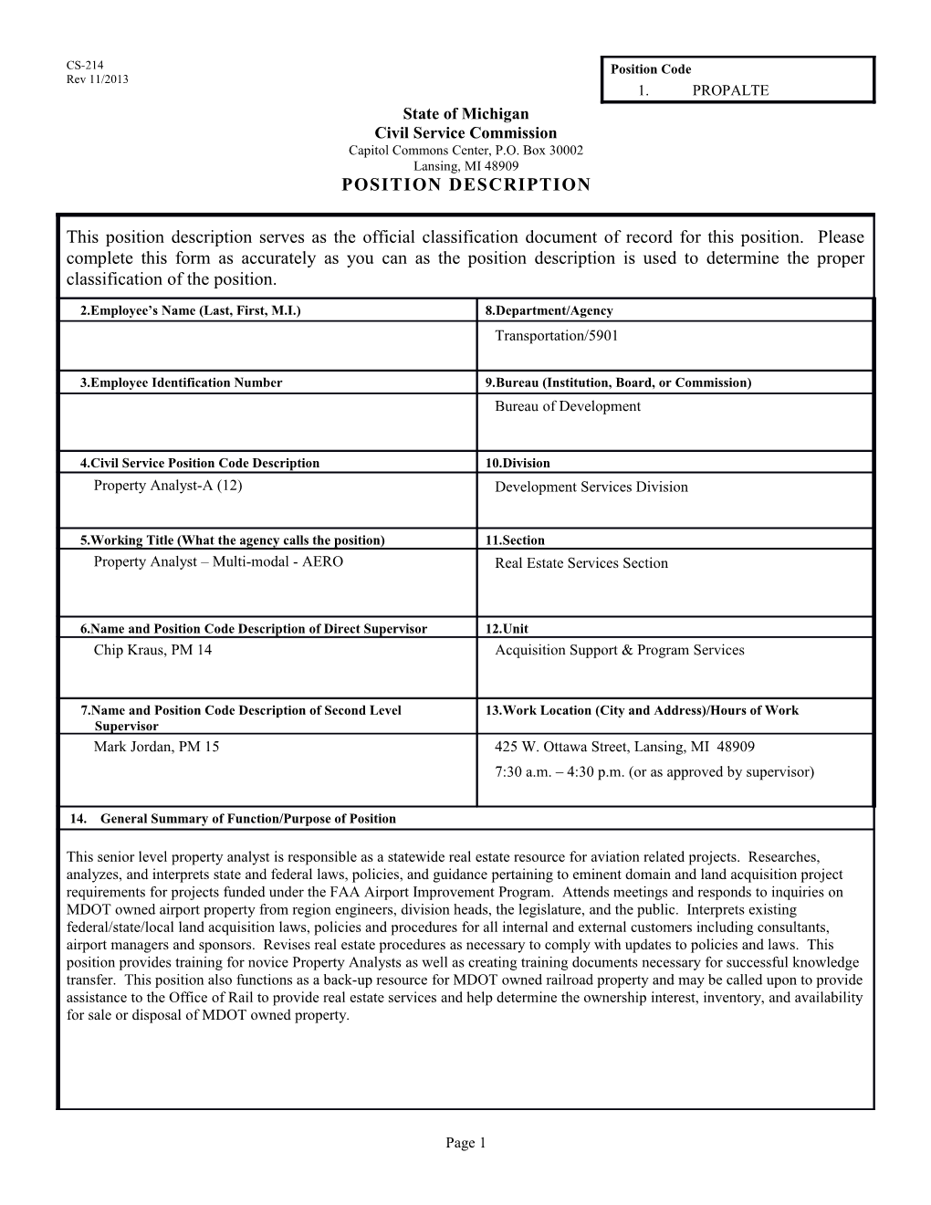 CS-214 Position Description Form s23