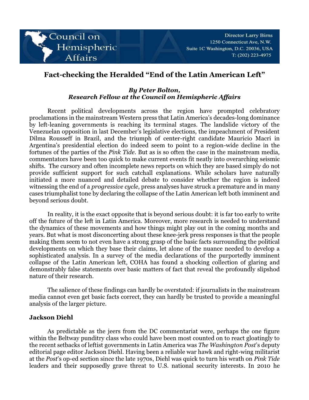 Fact-Checking the Heralded “End of the Latin American Left”