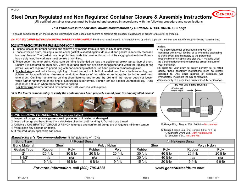 Steel Drum Regulated and Non Regulated Container Closure