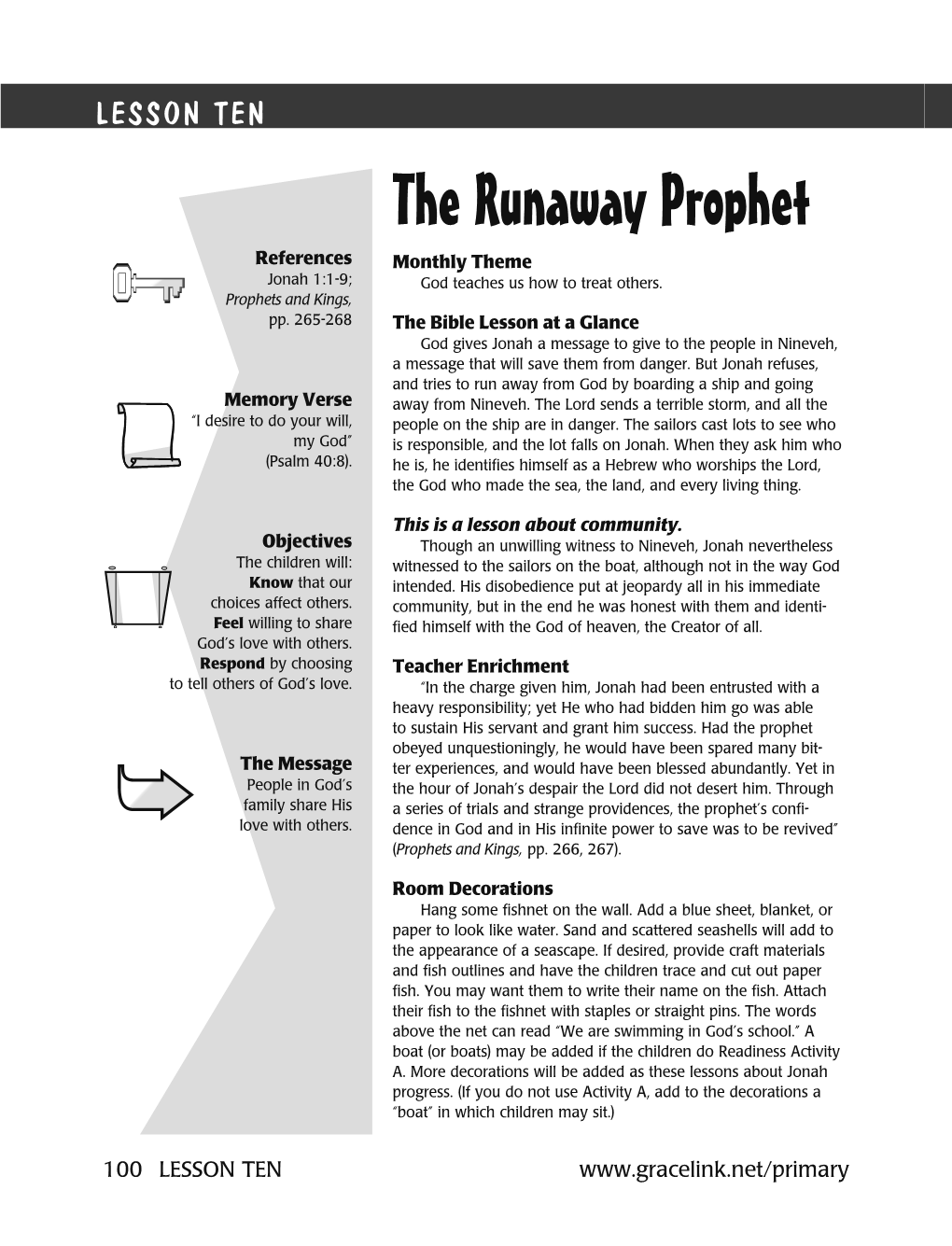 The Runaway Prophet References Monthly Theme Jonah 1:1-9; God Teaches Us How to Treat Others