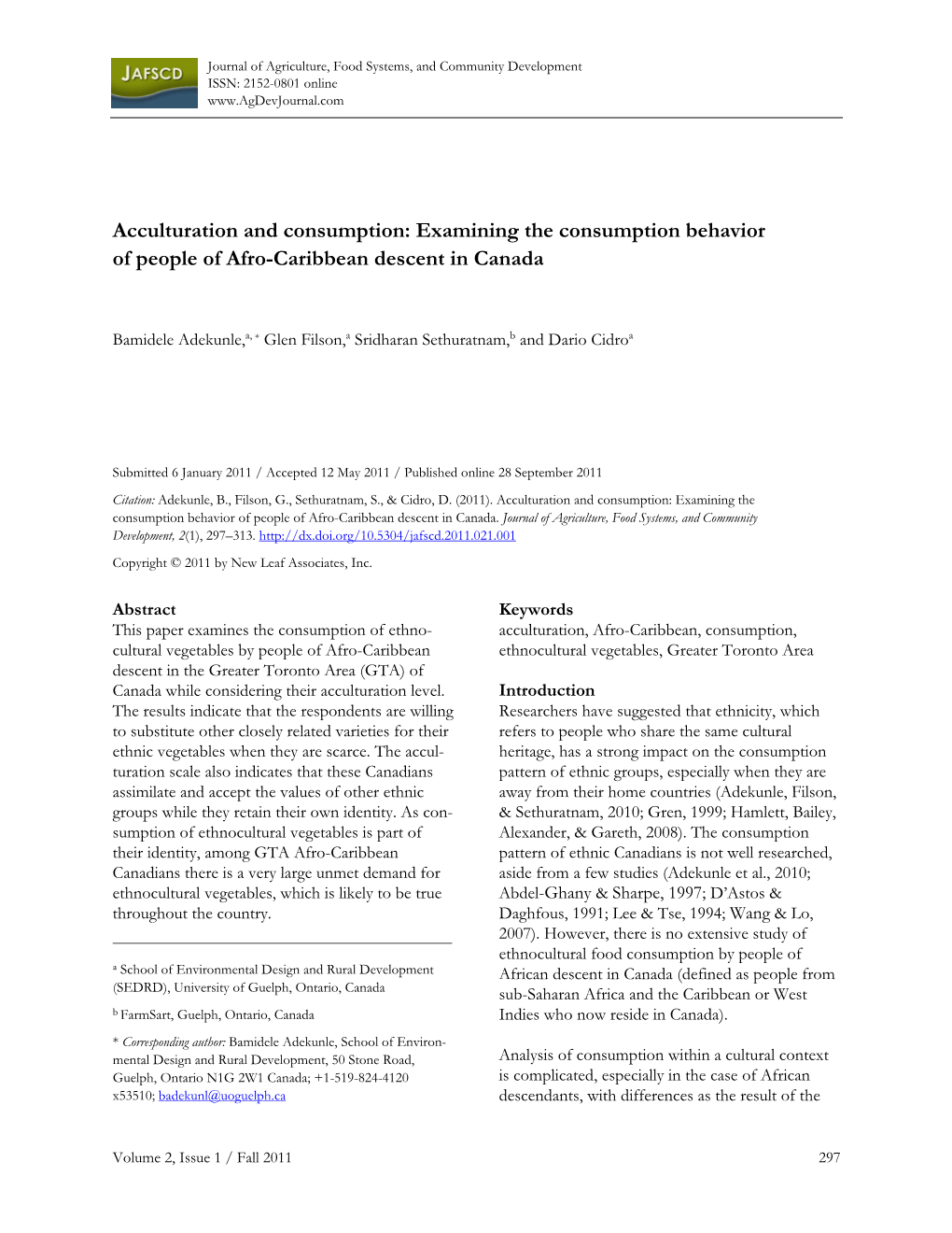 Examining the Consumption Behavior of People of Afro-Caribbean Descent in Canada