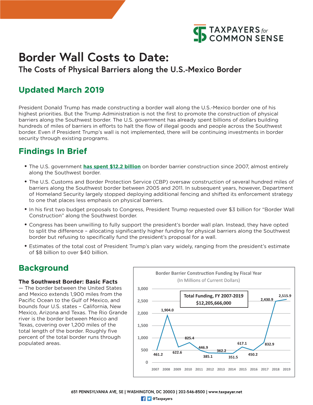 Border Wall Costs to Date: the Costs of Physical Barriers Along the U.S.-Mexico Border