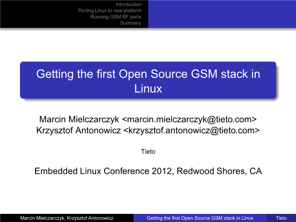 Getting the First Open Source GSM Stack in Linux