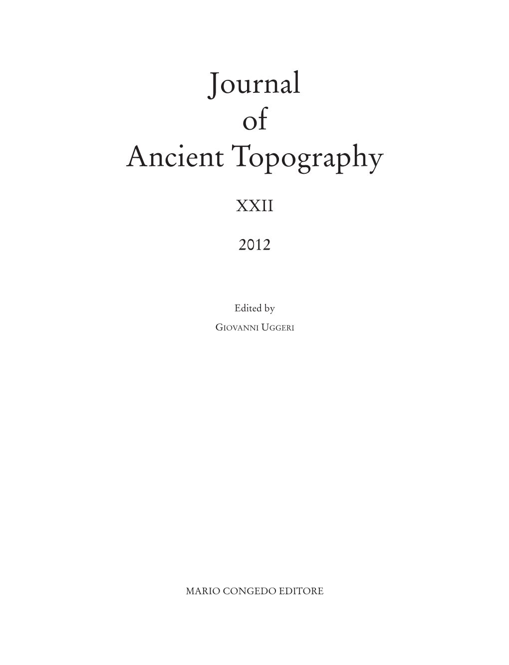 Journal of Ancient Topography