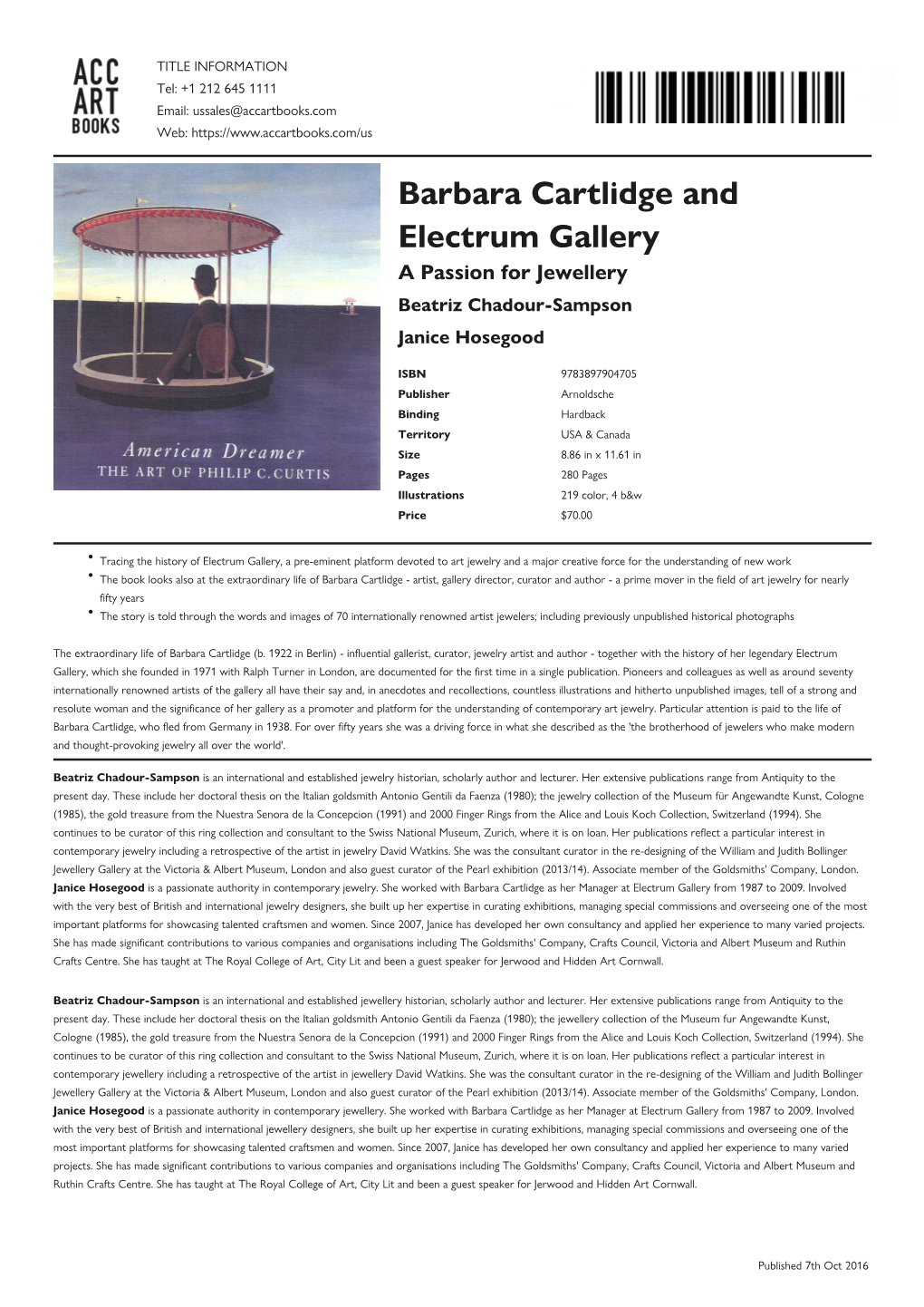 Barbara Cartlidge and Electrum Gallery Datasheet