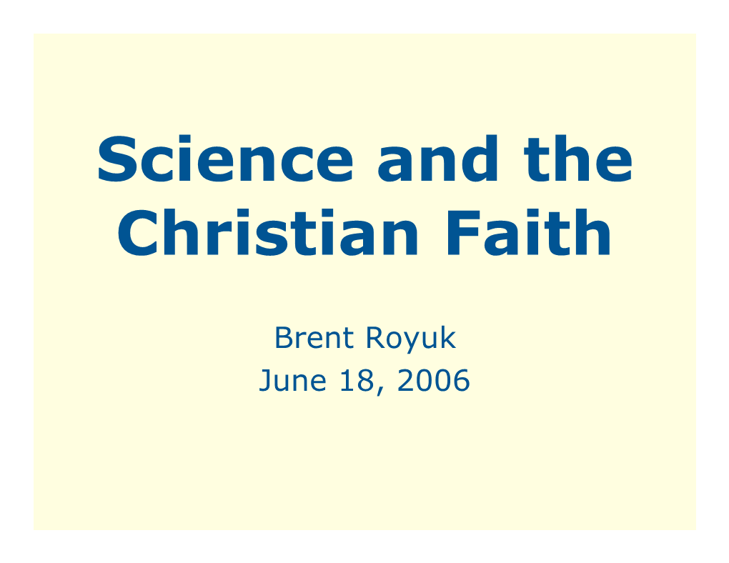 Science and the Christian Faith