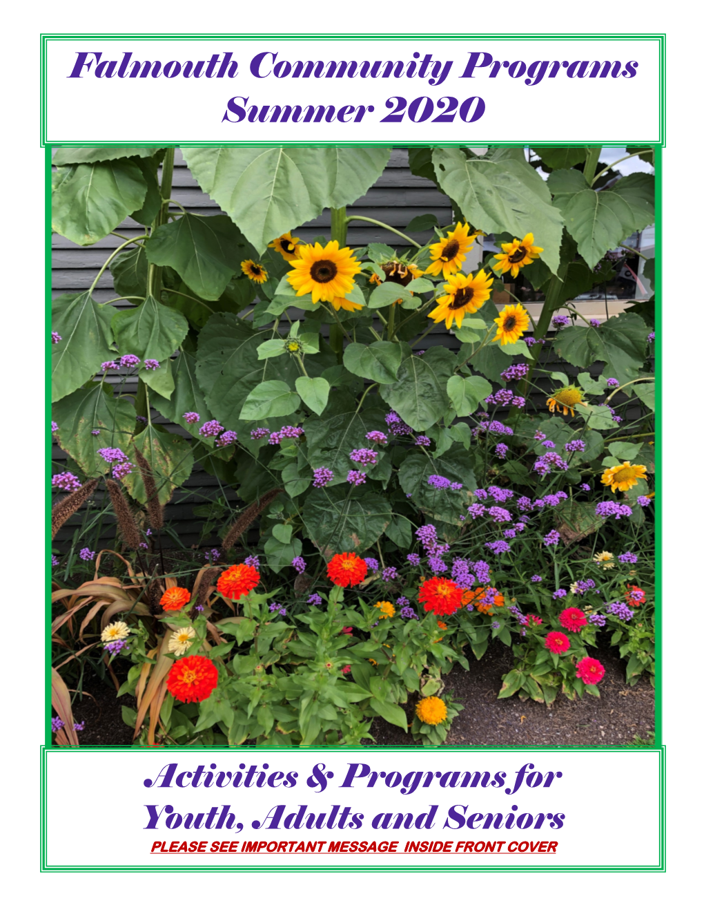 Falmouth Community Programs Summer 2020