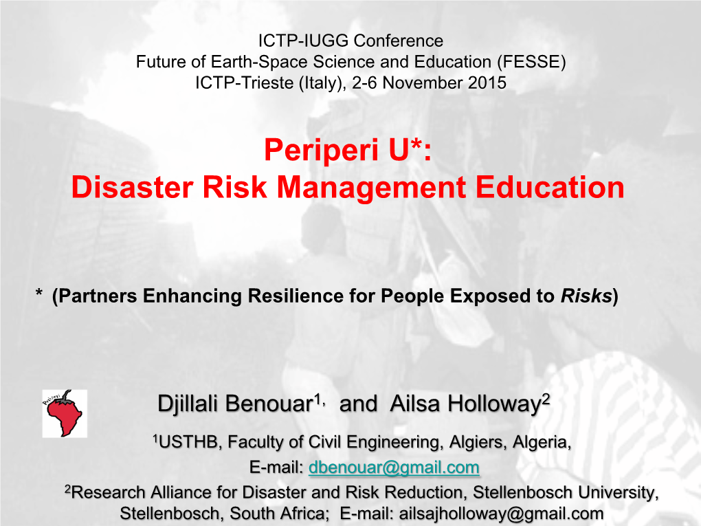 Disaster Risk Management Education