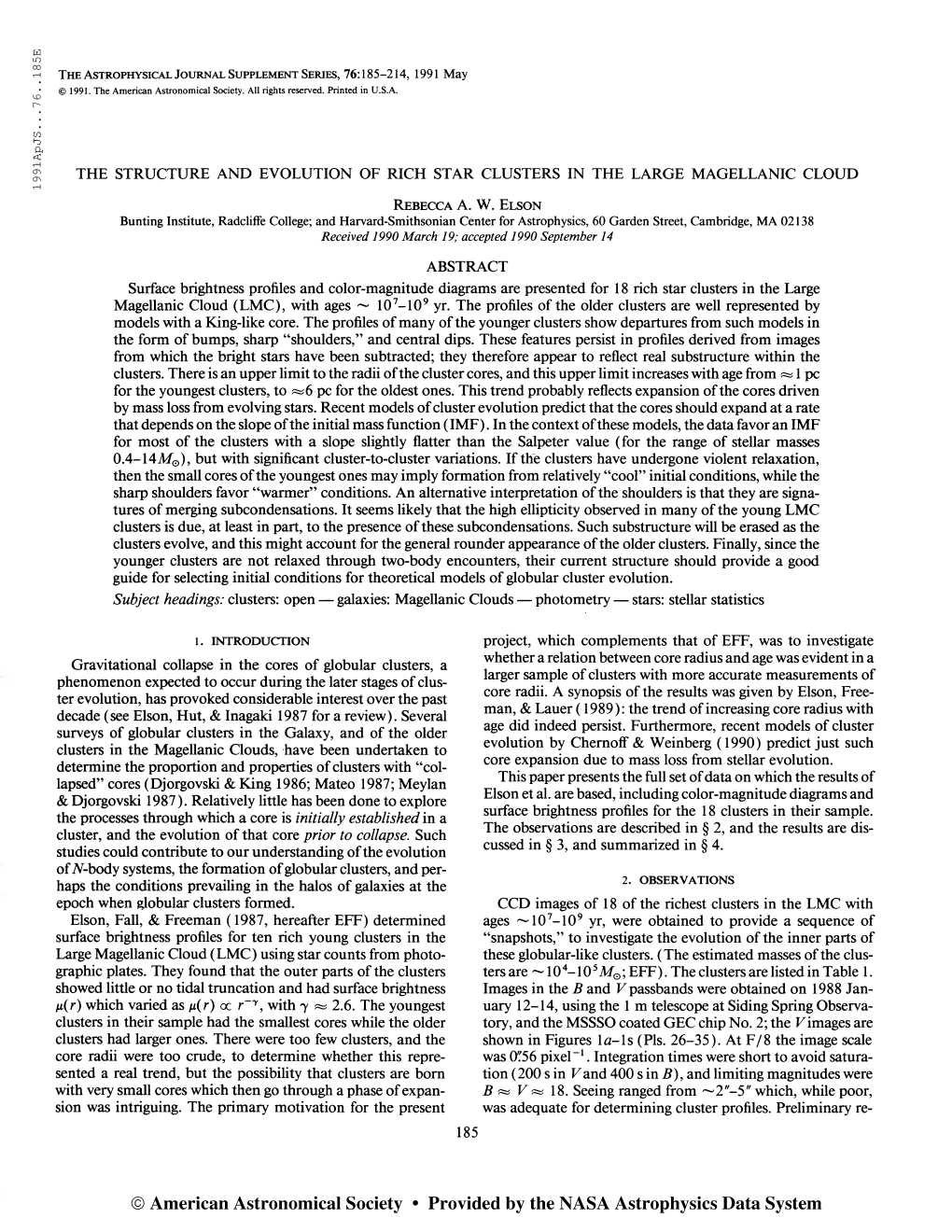 19 91Apjs. . .76. .185E the Astrophysical Journal Supplement