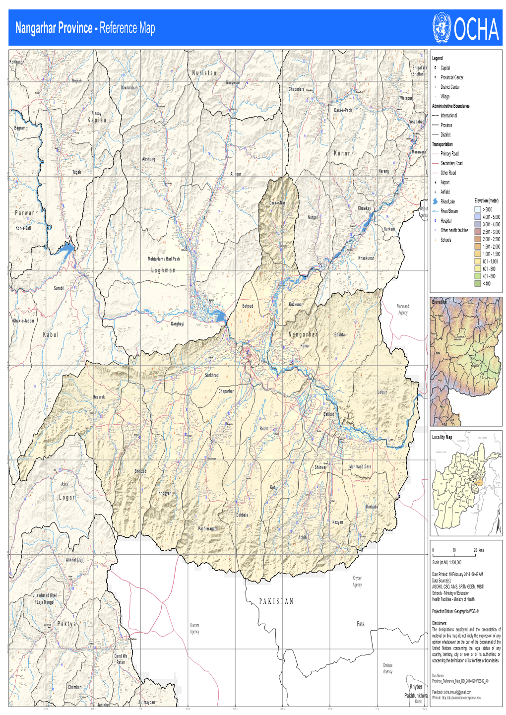 Nangarhar Province - Reference Map