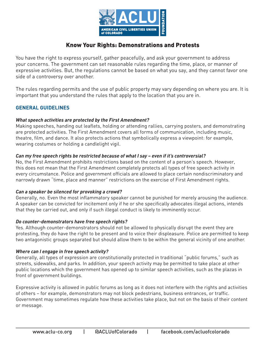 Know Your Rights: Demonstrations and Protests