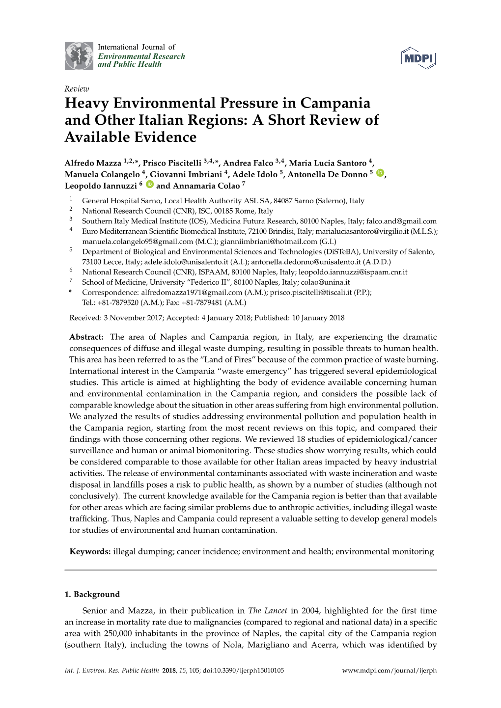 Heavy Environmental Pressure in Campania and Other Italian Regions: a Short Review of Available Evidence