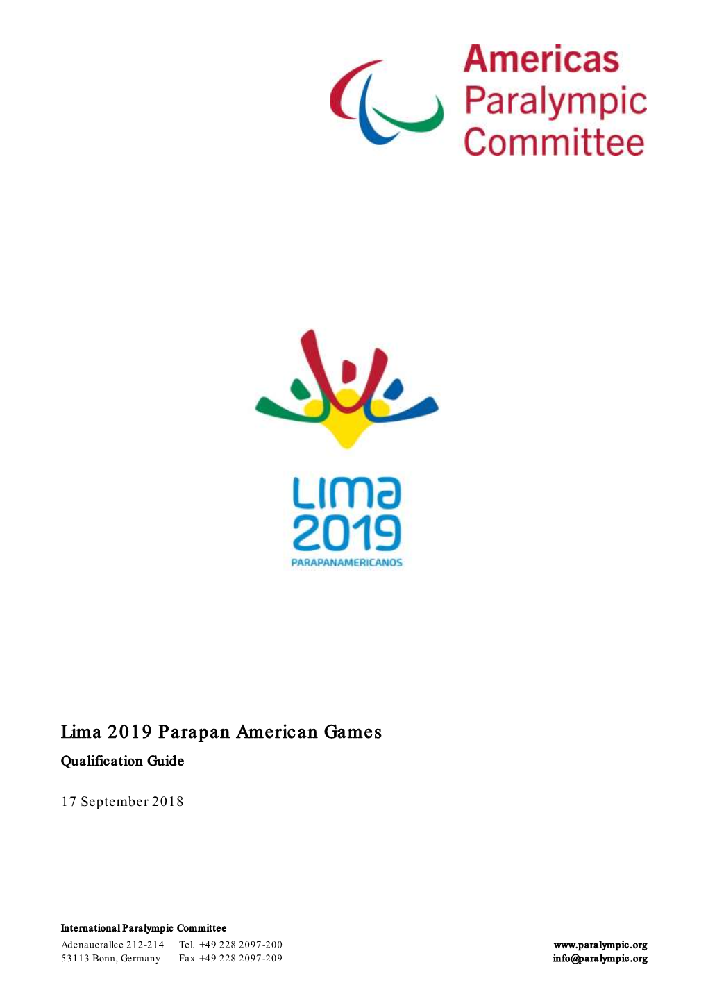 Lima 2019 Parapan American Games Qualification Guide