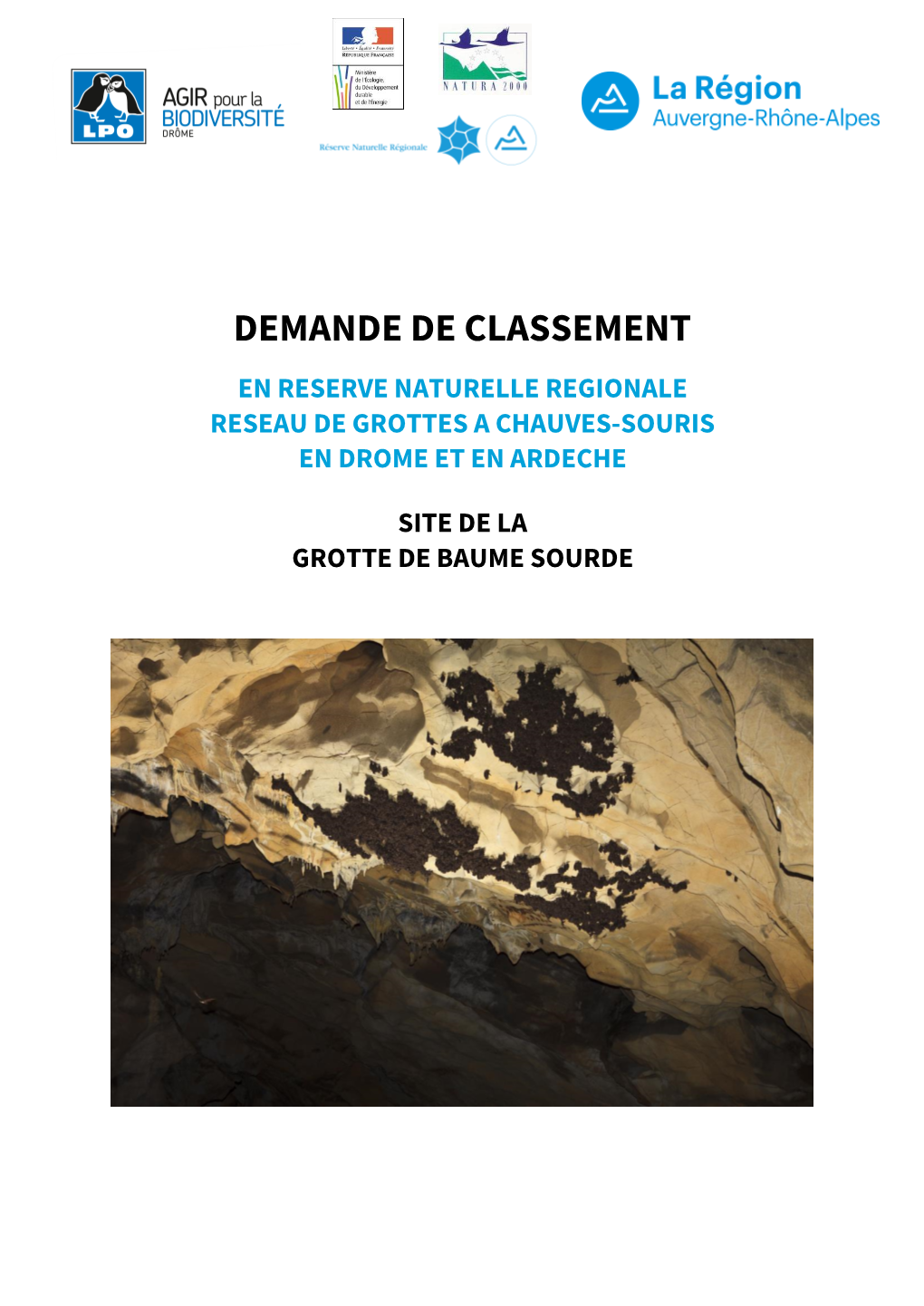 Demande De Classement En Reserve Naturelle Regionale Reseau De Grottes a Chauves-Souris En Drome Et En Ardeche
