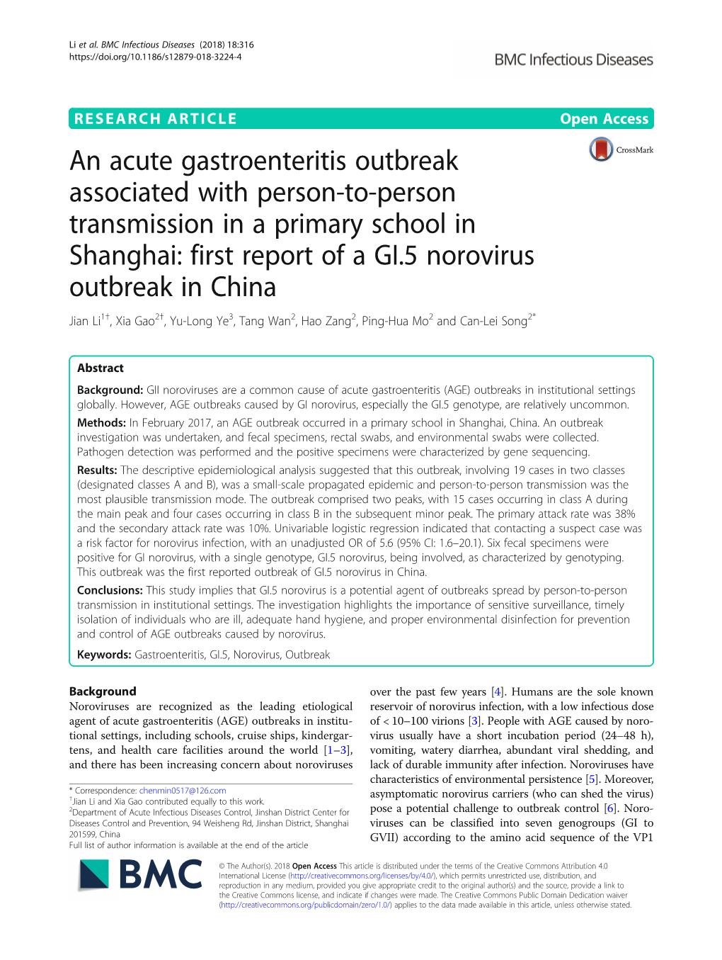 An Acute Gastroenteritis Outbreak Associated with Person-To-Person