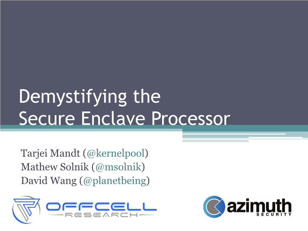 Demystifying the Secure Enclave Processor