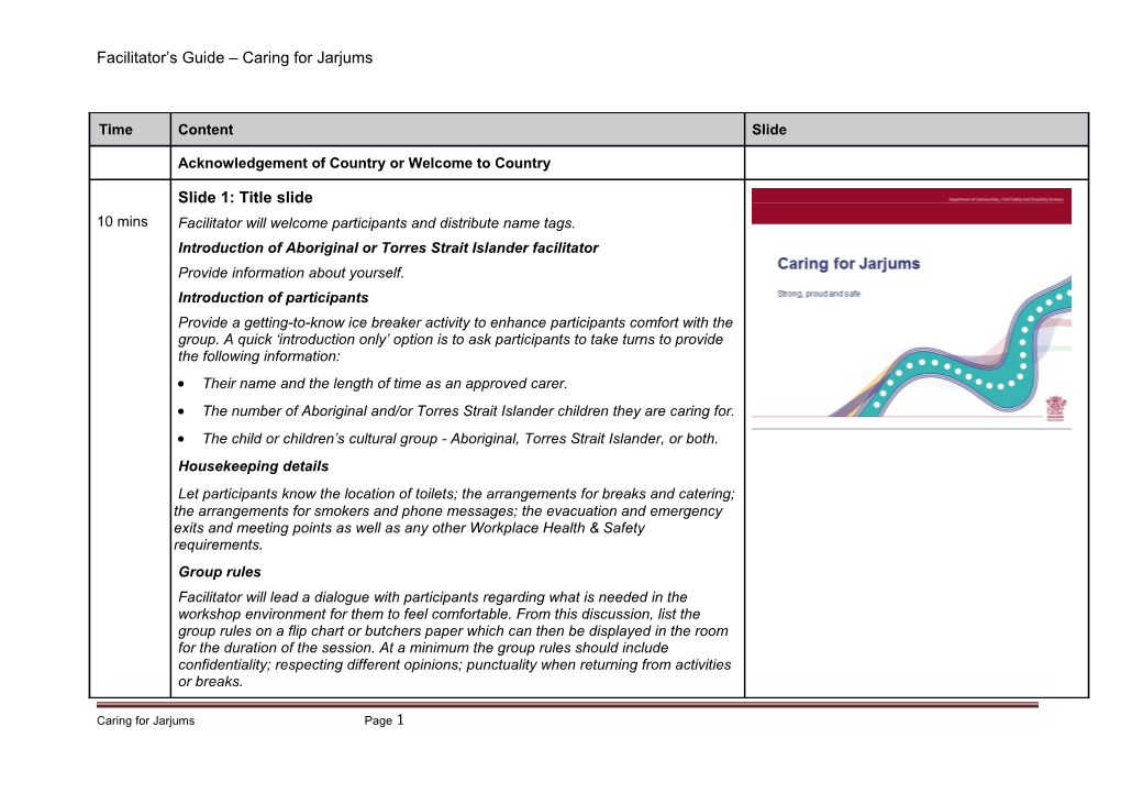 Facilitators Guide - Caring for Jarjums