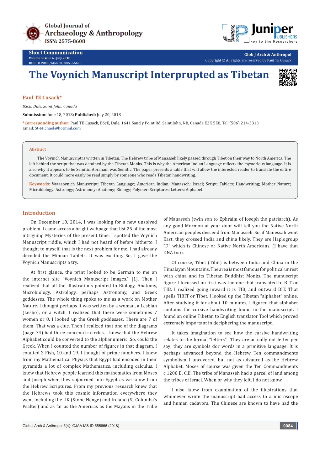 The Voynich Manuscript Interprupted As Tibetan