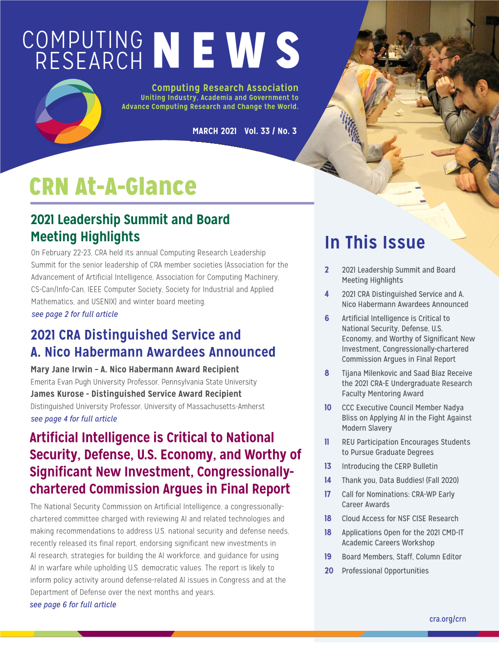 COMPUTING RESEARCH NEWS CRN At-A-Glance